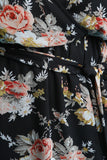 Surplice Floral Chiffon Waist Sash Double Slit Maxi Dress