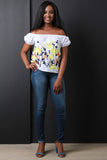 Off The Shoulder Floral Embroidery Top