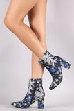 Embroidered Wild Flowers Chunky Heeled Booties