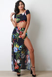 Tropic Hibiscus Two Piece M-Slit Maxi Dress