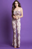 Geo Pattern Tube Top With High Waist Flare Pants Set