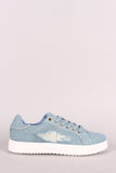 Bamboo Distressed Denim Lace Up Sneaker
