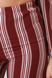 Stripe Print Off Shoulder Crop Top With Palazzo Pants Set