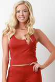 Jersey Knit Cami Scooped Neck Crop Top