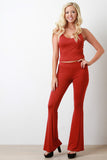 Jersey Knit High Waisted Flare Pants