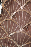 Glittery Sequins Shells Midi Bodycon Dress