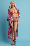 Floral Open Front Longline Cardigan Cover Up