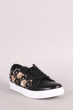 Floral Applique Round Toe Lace-Up Sneaker