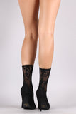 Liliana Floral Lace Pointy Toe Fitted Stiletto Booties