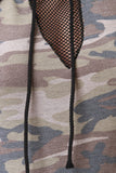 French Terry Camouflage Fishnet Inset Hoodie Dress