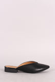Qupid Leather Pointy Toe Mule Flat