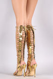 Liliana Patent Strappy Open Toe Lace Up Gladiator Stiletto Heel