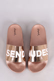 Qupid Send Nudes Metallic Slide Sandal