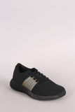 Qupid Knit Sparkly Lace Up Rigged Sneaker