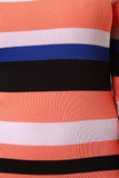 Striped Knit Bardot Bodycon Midi Dress