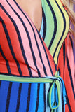 Rainbow Striped Surplice Jumpsuit