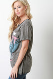 Distressed Mesh Inset Eagle Graphic Tee