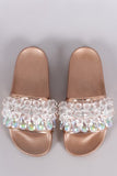 Crystal Embellished Open Toe Slide Sandal