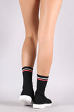 Sweater Knit Striped Sock Sneaker Boots