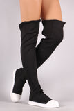 Bamboo Contrast Cap Toe Over-The-Knee Sneaker Boots
