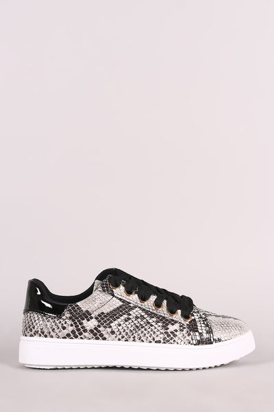Bamboo Python Lace-Up Low Top Sneaker