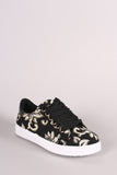 Bamboo Embroidered Floral Lace-Up Low Top Sneaker