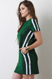 Glitter Knit Pocketed Stripe Mini Dress