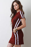 Glitter Knit Pocketed Stripe Mini Dress