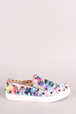Liliana Floral Print Faux Pearls Embellished Slip-On Sneaker