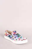 Liliana Floral Print Faux Pearls Embellished Slip-On Sneaker