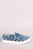 Liliana Denim Faux Pearls Embellished Slip-On Sneaker
