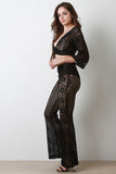 Textured Lace Deep-V Two Piece Set