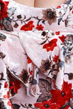 Floral Velvet Tiered Ruffled Long Sleeve Midi Dress