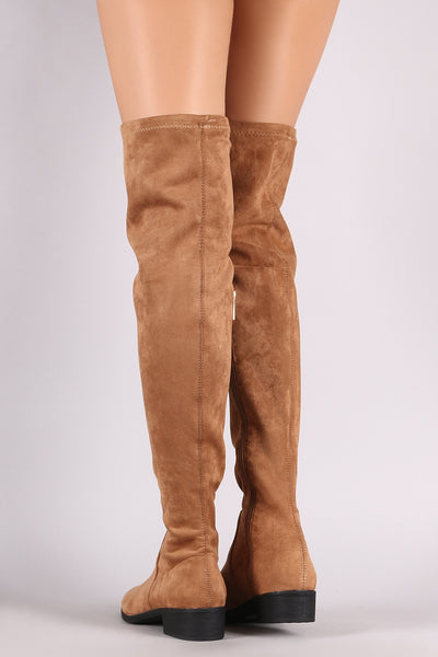 Bamboo Suede Almond Toe Over-The-Knee Riding Boots
