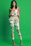Floral Print Ruffle Tube Top With High Waist Pants Set