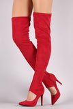 Anne Michelle Suede Cutout Stiletto Over-The-Knee Boots