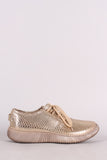 Bamboo Snakeskin Lace-Up Sneakers