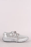 Bamboo Snakeskin Lace-Up Sneakers