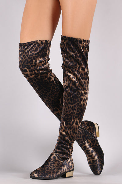 Bamboo Leopard Over-The-Knee Riding Boots