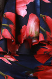 Floral Tier Ruffle Off-The-Shoulder Bodycon Midi Dress