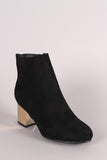 Bamboo Suede Metallic Block Heeled Ankle Boots