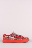 Bamboo Floral Brocade Low Top Glitter Lace Up Sneaker
