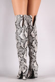 Bamboo Python Pointy Toe Chunky Heeled Over-The-Knee Boots