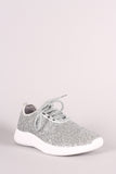 Qupid Encrusted Glitter Lace Up Rigged Sneaker