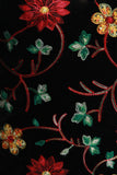 Velvet Floral Embroidery Long Sleeve Midi Dress