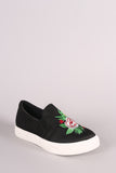 Satin Embroidered Floral Slip-On Sneaker