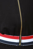 Stripe Accent Jersey Knit Zipper Hoodie