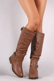 Double Buckle Slouchy Riding Knee High Boot