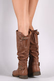 Double Buckle Slouchy Riding Knee High Boot