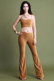 Corduroy Crop Top and Flared Pants Set